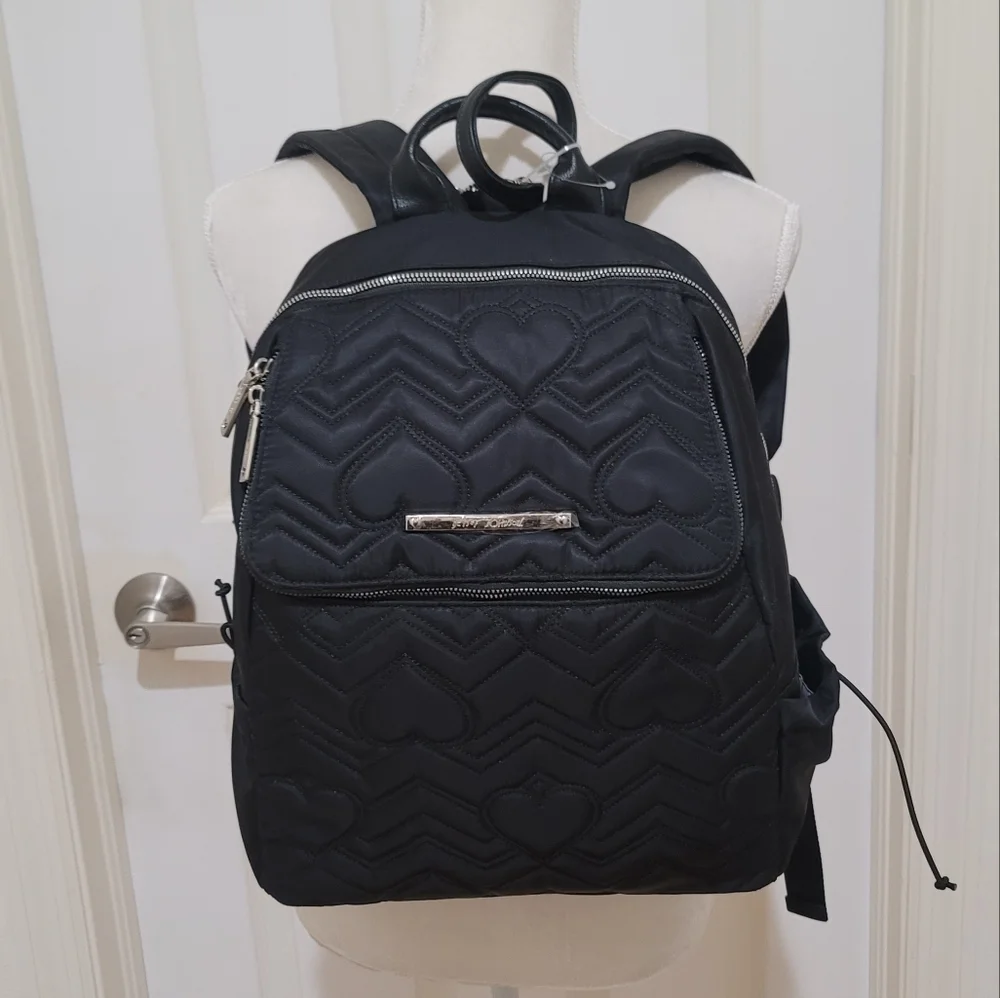 NWOT Betsy Johnson Black Heart Baby Dome Diaper Backpack